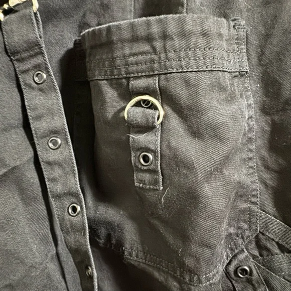 Tripp NYC Black suspender Cargo Pants with Silver Zippers hardware plus 22 2x - Picture 7 of 10